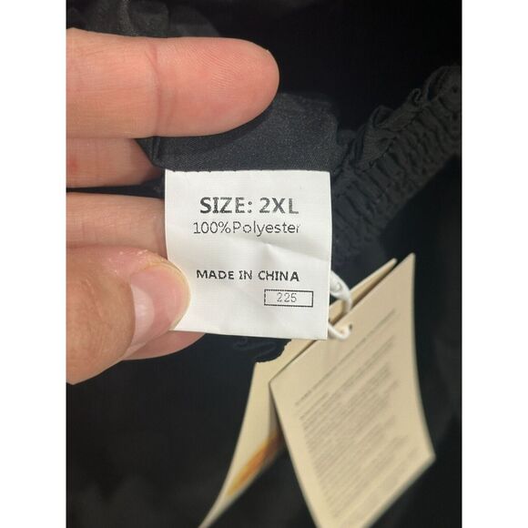 Dokotoo Womens Black Solid A-Line Dress Size 2XL Square Neck Tie Back Ruffle - Picture 10 of 11